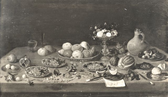 Juley, Peter A. and Son — Jan Brueghel il Vecchio - sec. XVII - Natura morta con piatti di frutta, coppa di fiori, brocca e scoiattolo — insieme